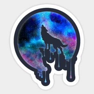 Full Moon Howling Wolf Galaxy Space Gift Sticker